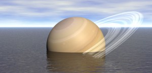 Planète Saturne flottte dans l'eau